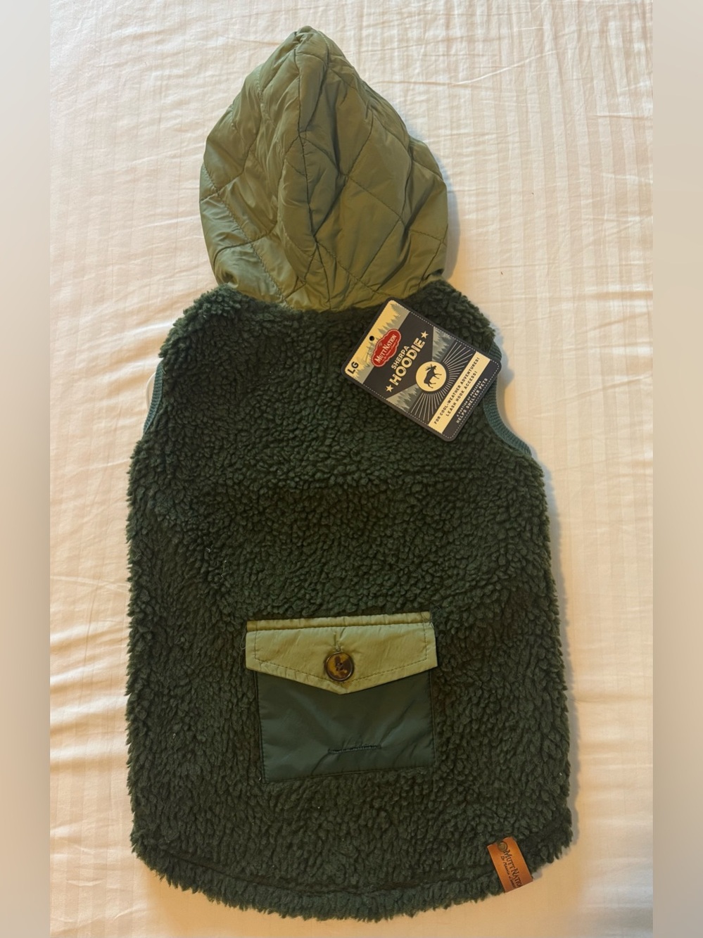 NWT MuttNation Dog Sherpa Hoodie- Olive Green- Large